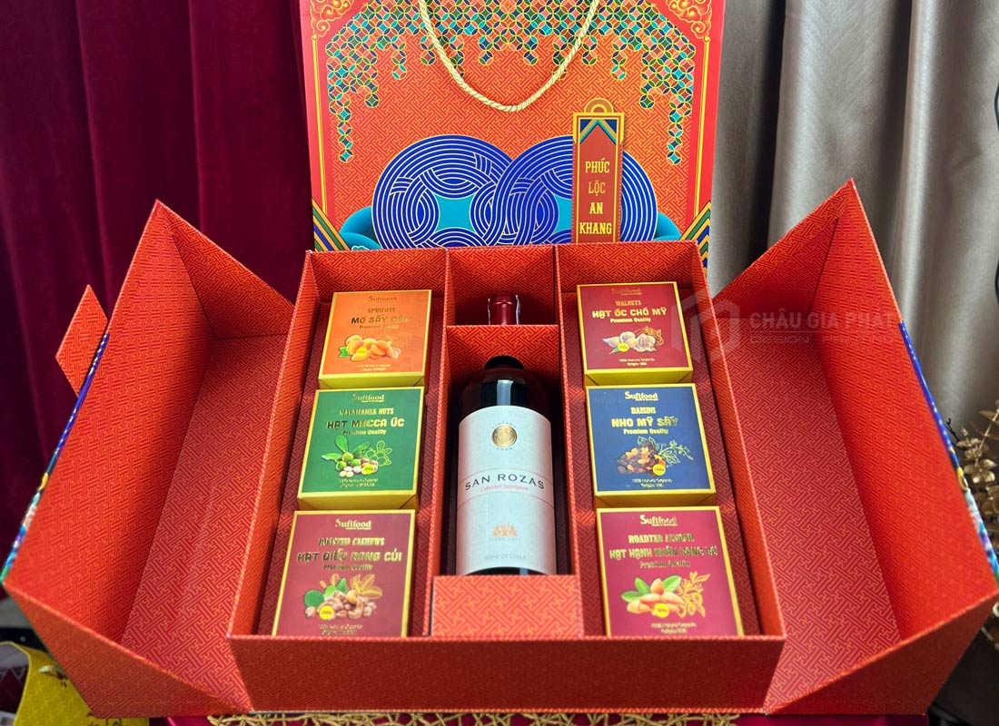 Hộp mở 2 cánh quà Tết sang trọng